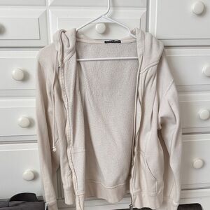 Brandy Melville Cream Hooded Zip-Up Jacket